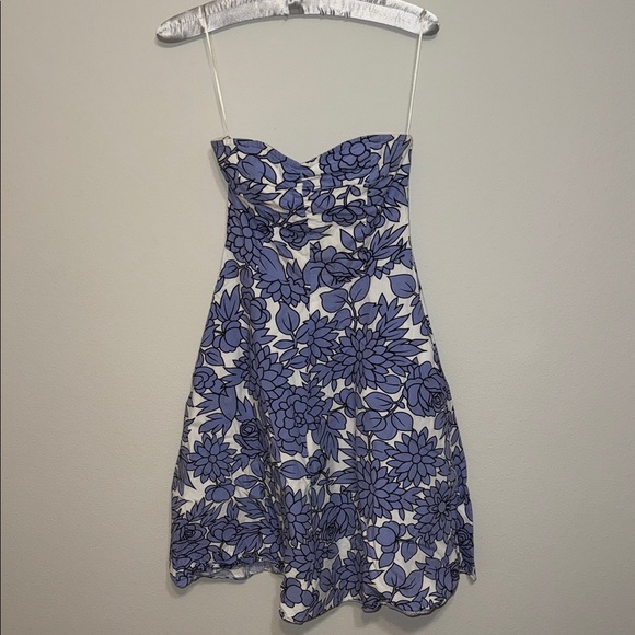 Guess Strapless Dress Y2K with Blue Floral Design - size 3. M - Picture 1 of 5